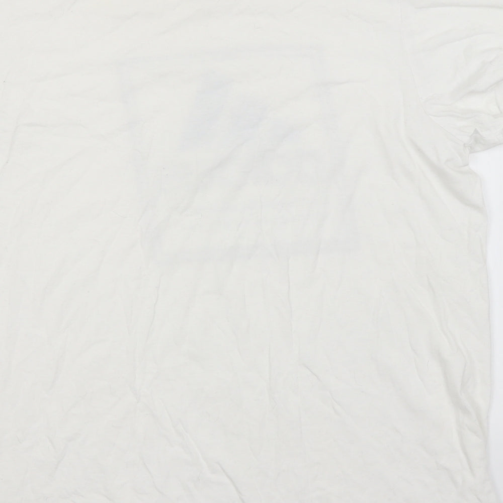 adidas Mens White  Cotton  T-Shirt Size L Roll Neck