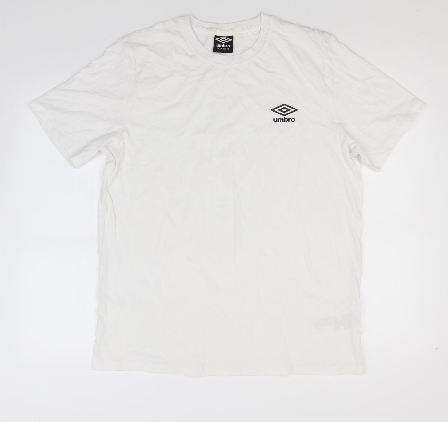 Umbro Mens White  Cotton  T-Shirt Size L Round Neck