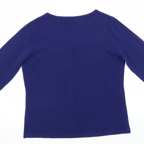 BM Womens Purple Round Neck  Acrylic Pullover Jumper Size M