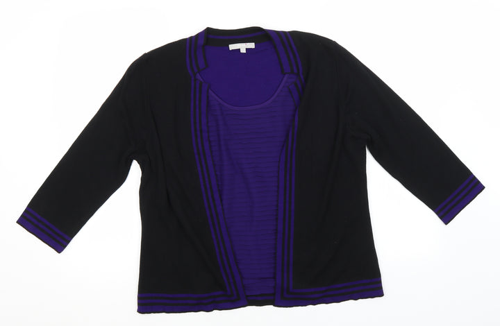 Per Una Womens Black Round Neck  Acrylic Pullover Jumper Size 16