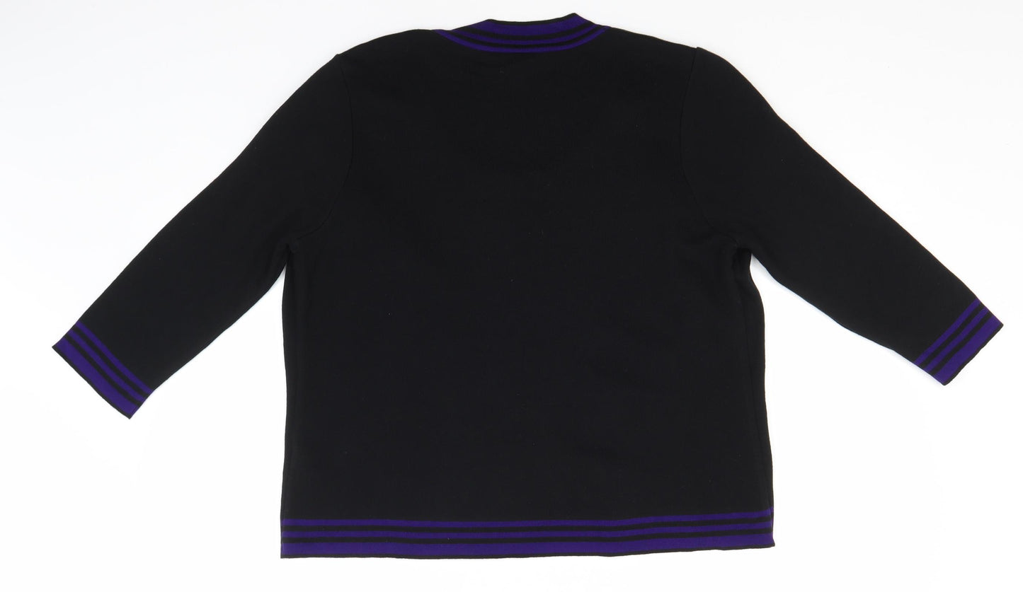 Per Una Womens Black Round Neck  Acrylic Pullover Jumper Size 16