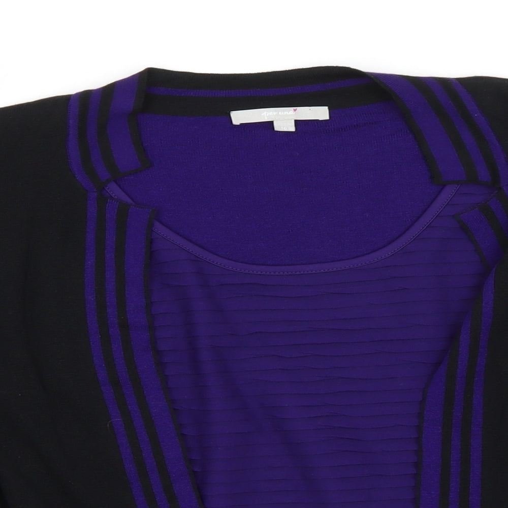 Per Una Womens Black Round Neck  Acrylic Pullover Jumper Size 16