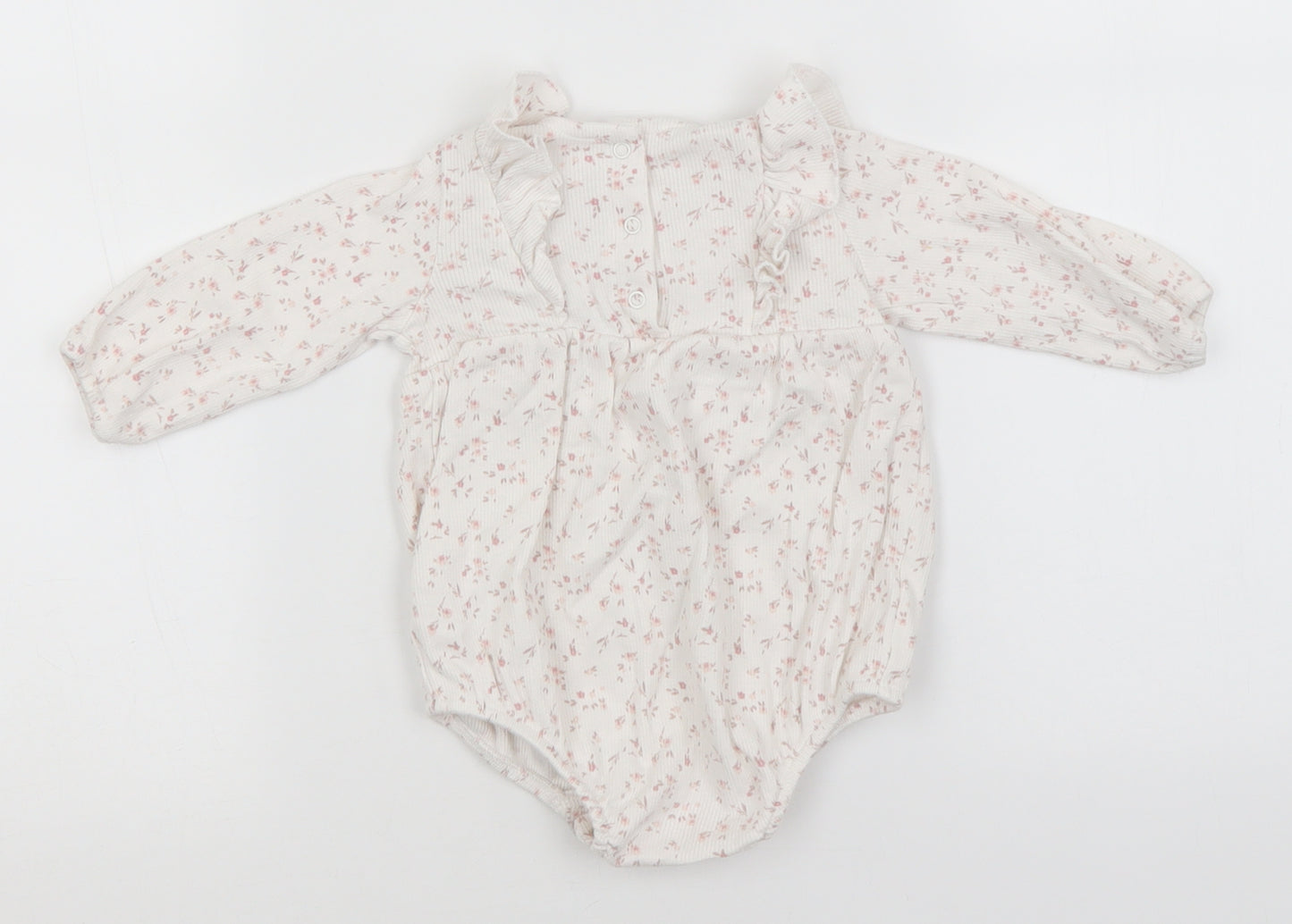 Matalan Baby White Floral Cotton Leotard One-Piece Size 3-6 Months