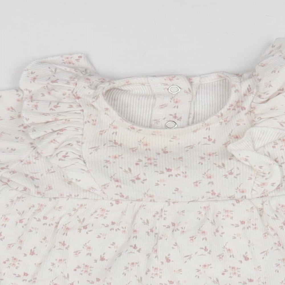 Matalan Baby White Floral Cotton Leotard One-Piece Size 3-6 Months