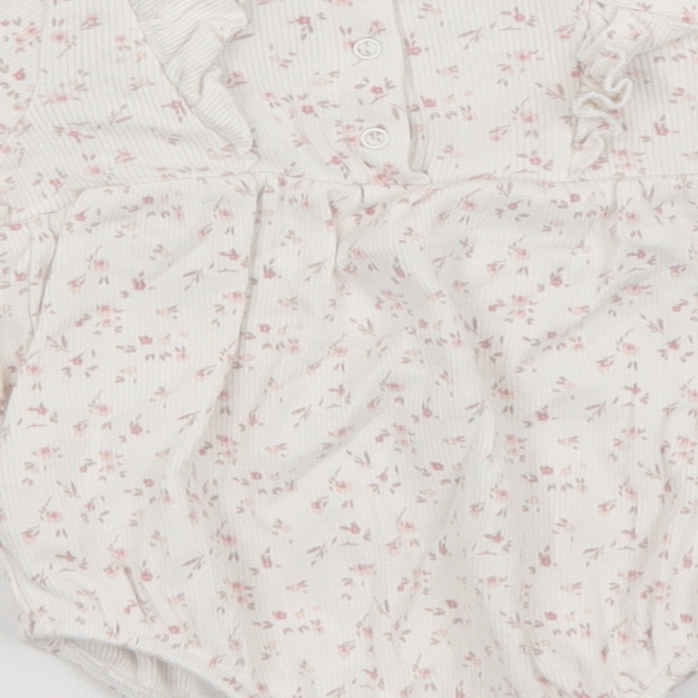 Matalan Baby White Floral Cotton Leotard One-Piece Size 3-6 Months