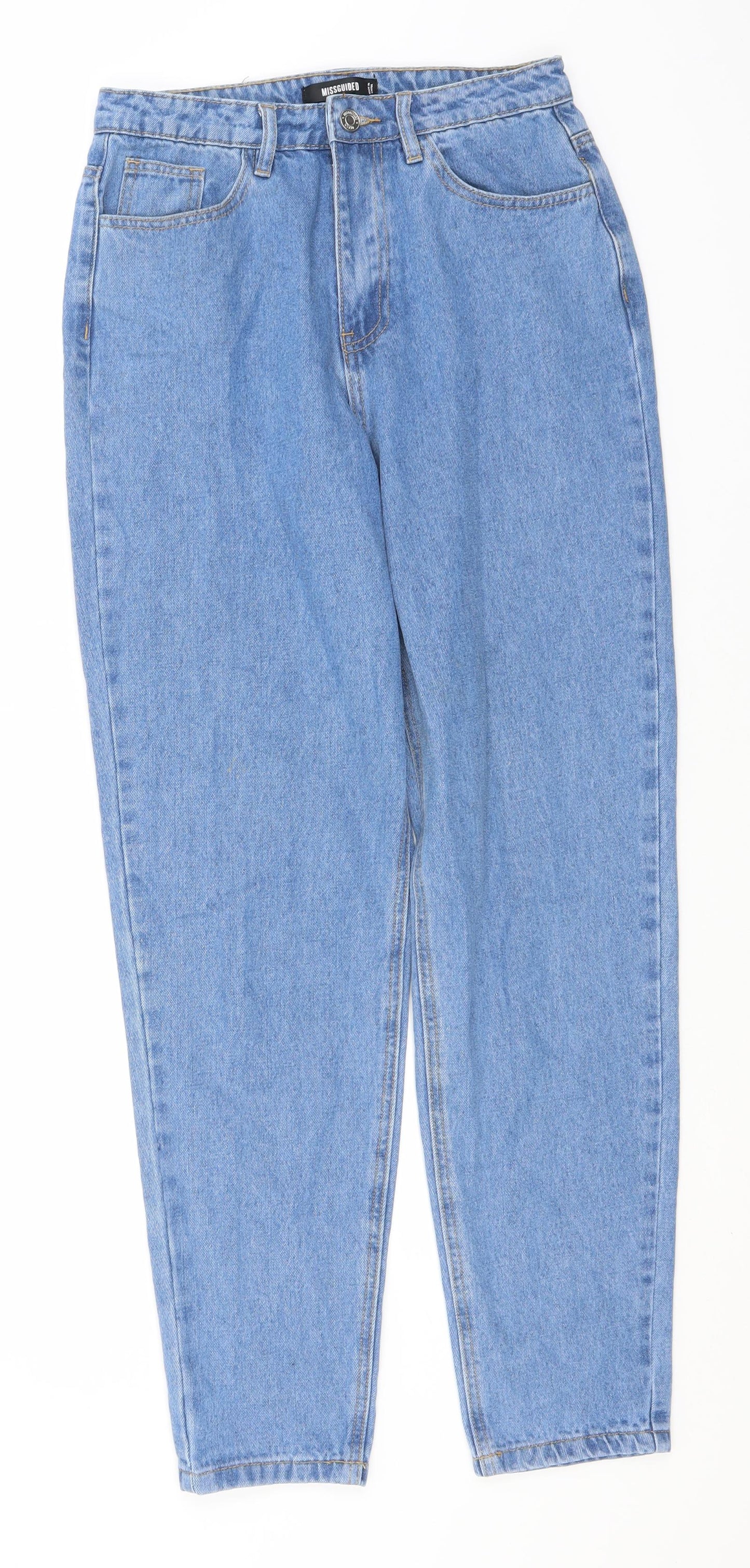 Missguided Womens Blue  Cotton Straight Jeans Size 8 L30 in Regular