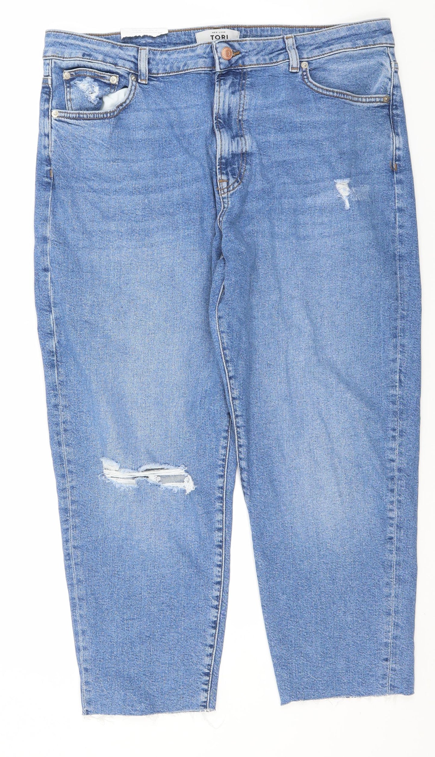 New Look Womens Blue  Cotton Mom Jeans Size 18 L25 in Regular