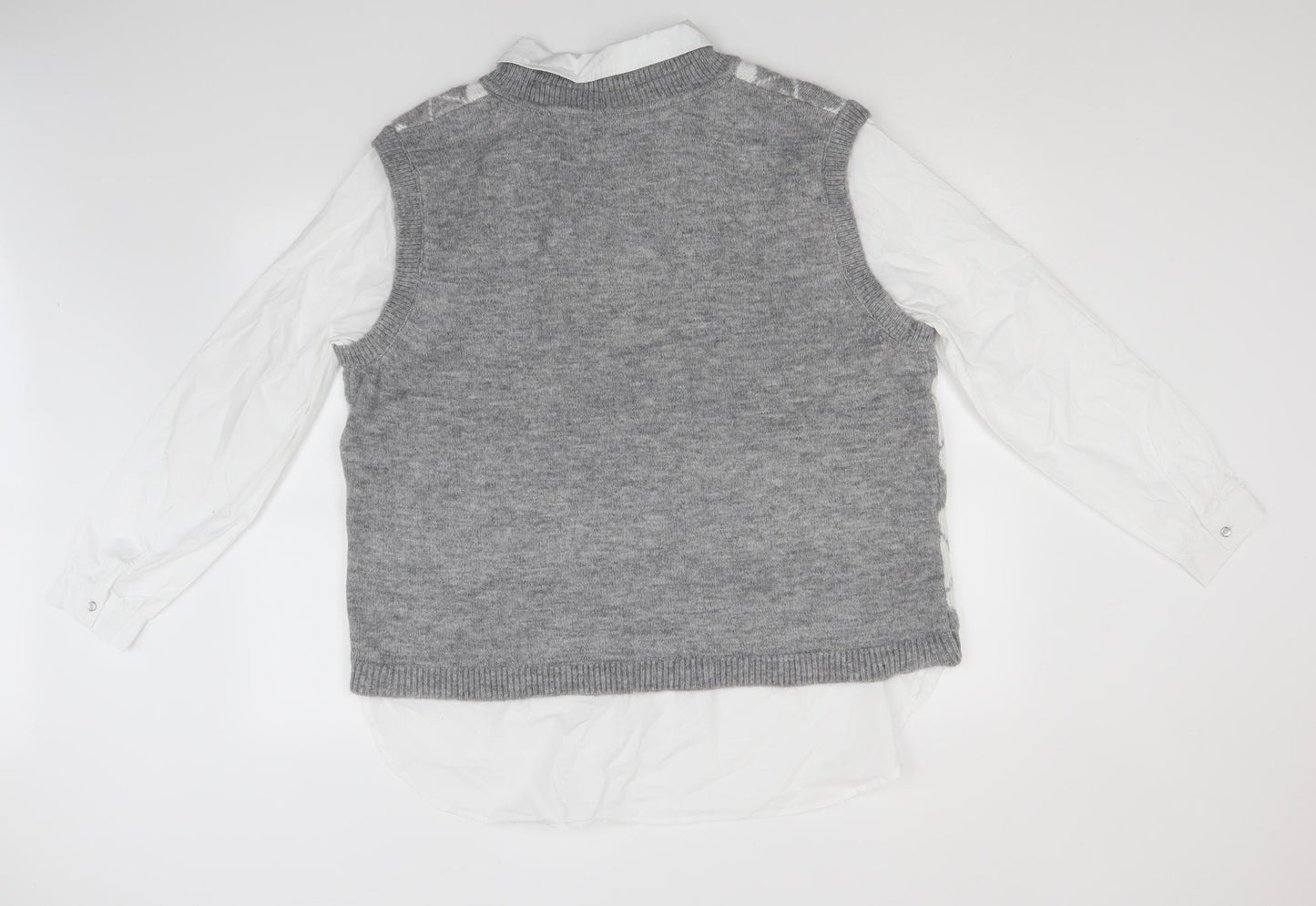 Primark Mens White Argyle/Diamond Acrylic  Button-Up Size XL Collared