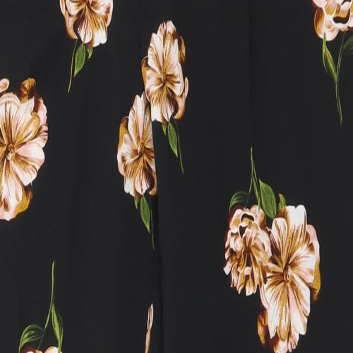 Atmosphere Womens Black Floral Polyester Trousers  Size 12 L28 in Regular