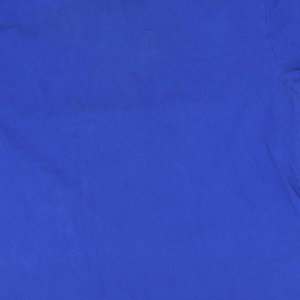 Marks and Spencer Womens Blue  Cotton Basic T-Shirt Size L Round Neck