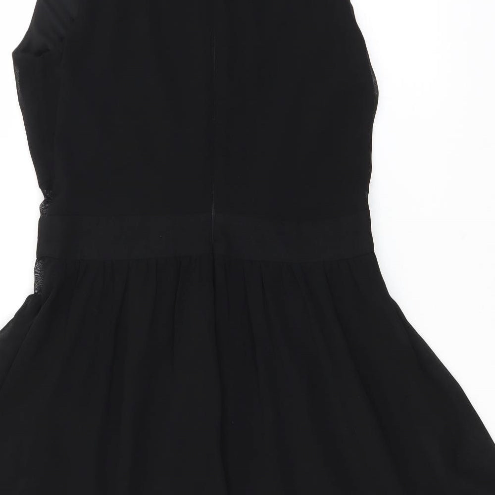 Miss Selfridge Womens Black  Polyester A-Line  Size 10  V-Neck