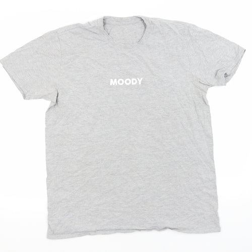 Preworn Mens Grey    T-Shirt  Round Neck  - Moody