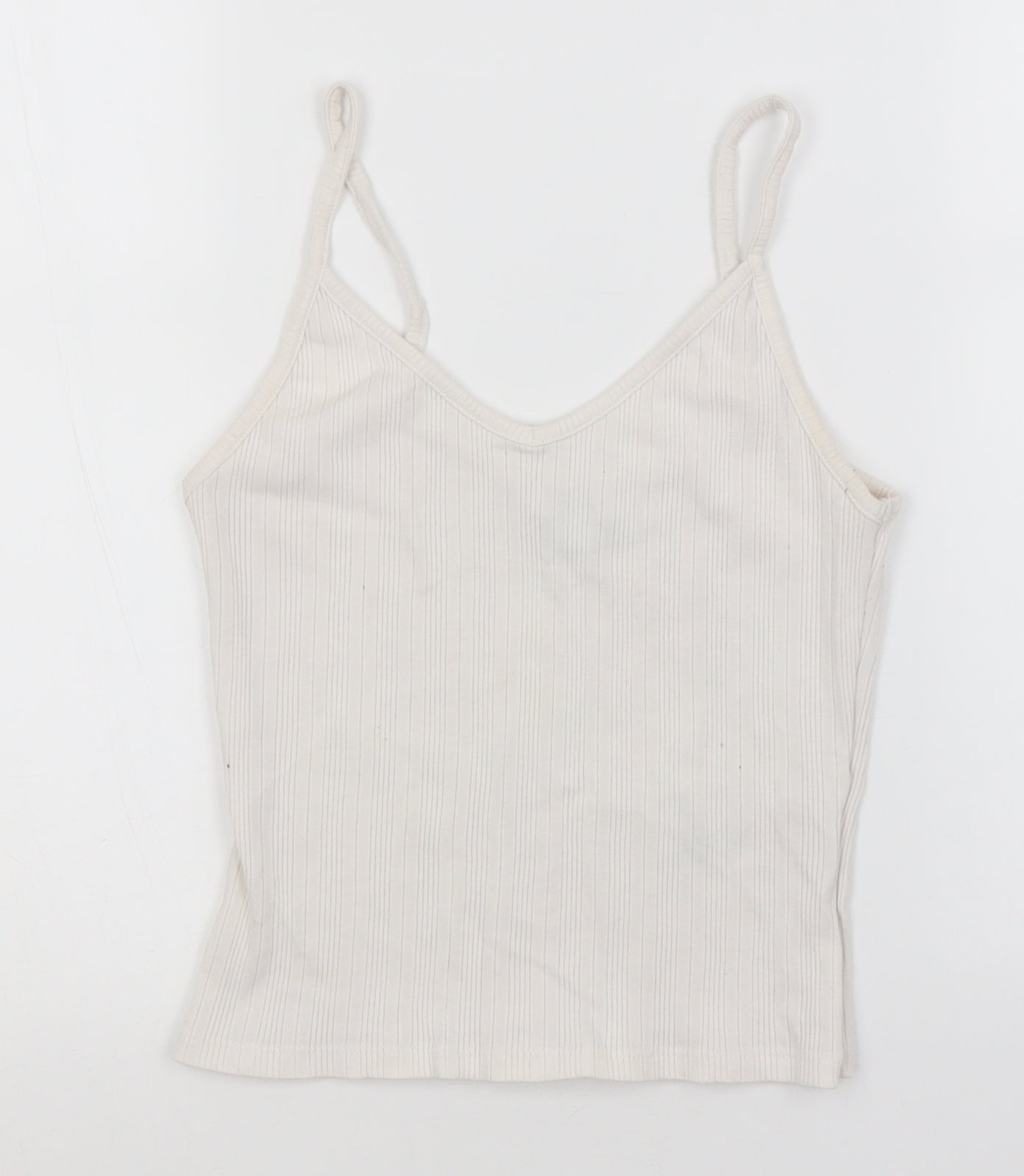 Topshop Womens White  Cotton Basic Tank Size 12 Round Neck
