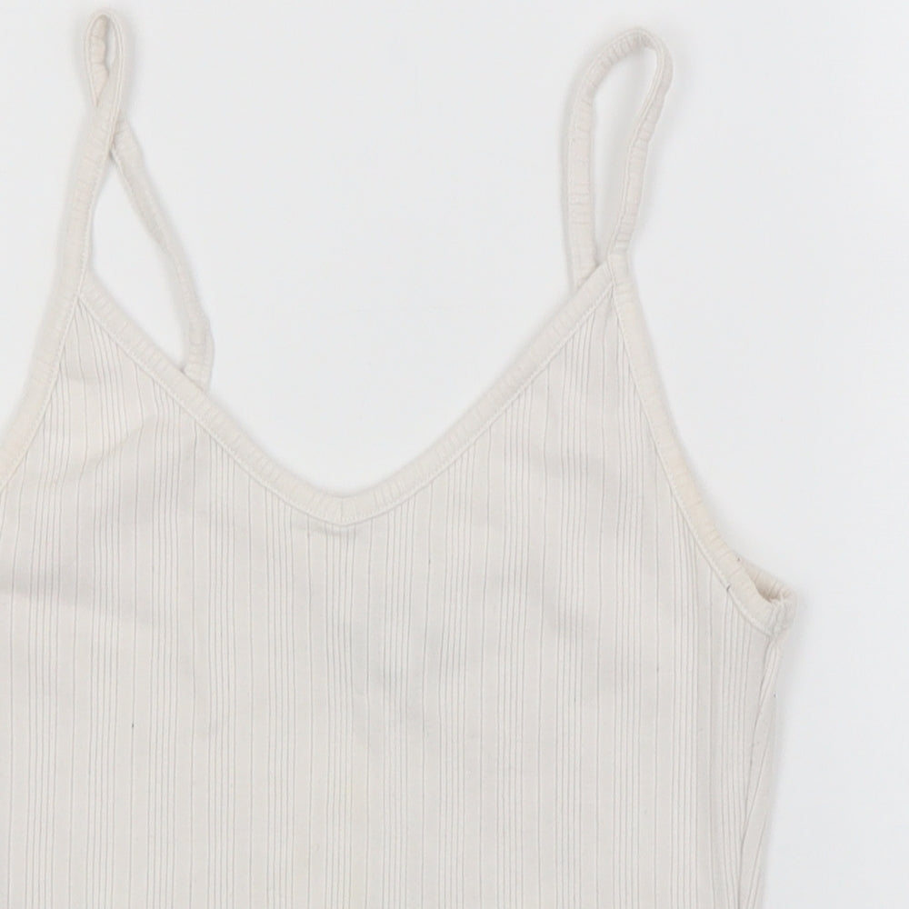 Topshop Womens White  Cotton Basic Tank Size 12 Round Neck