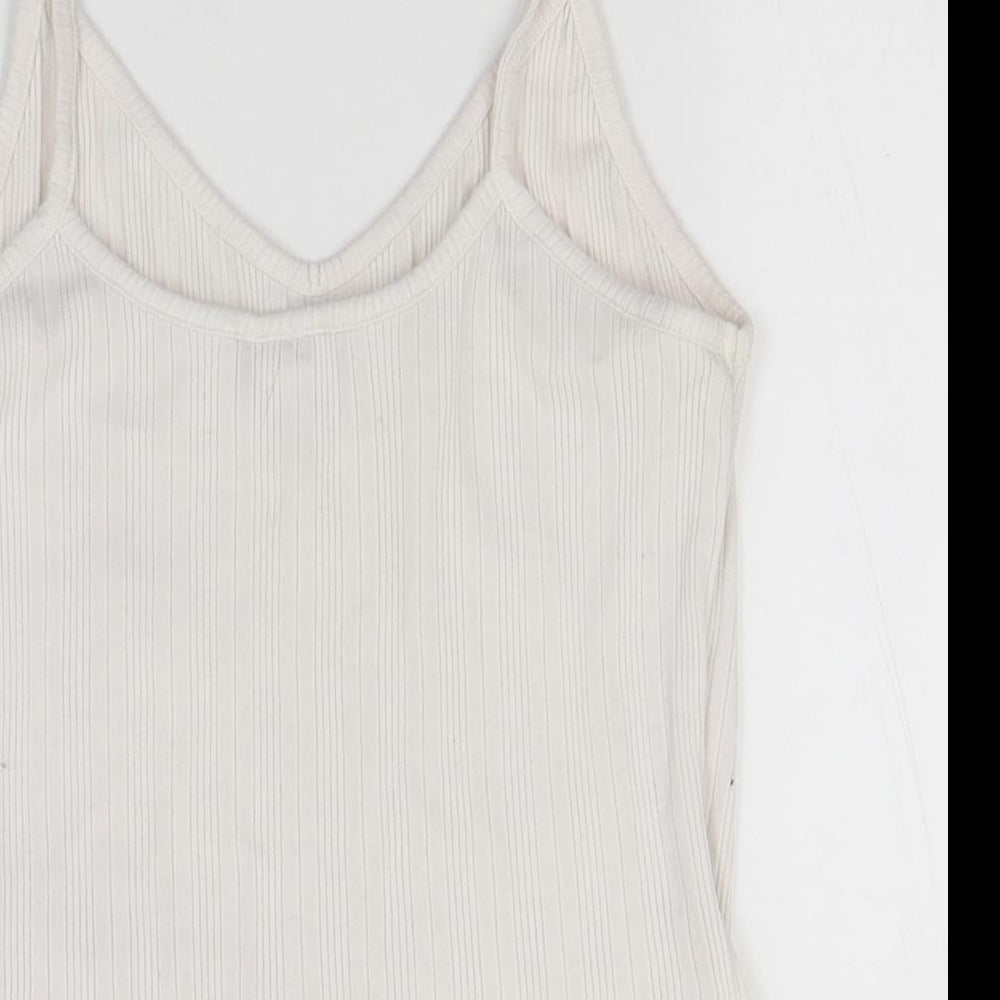 Topshop Womens White  Cotton Basic Tank Size 12 Round Neck
