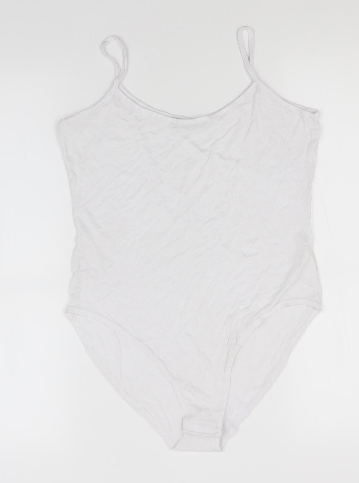 Boohoo Womens White  Viscose Leotard One-Piece Size 12
