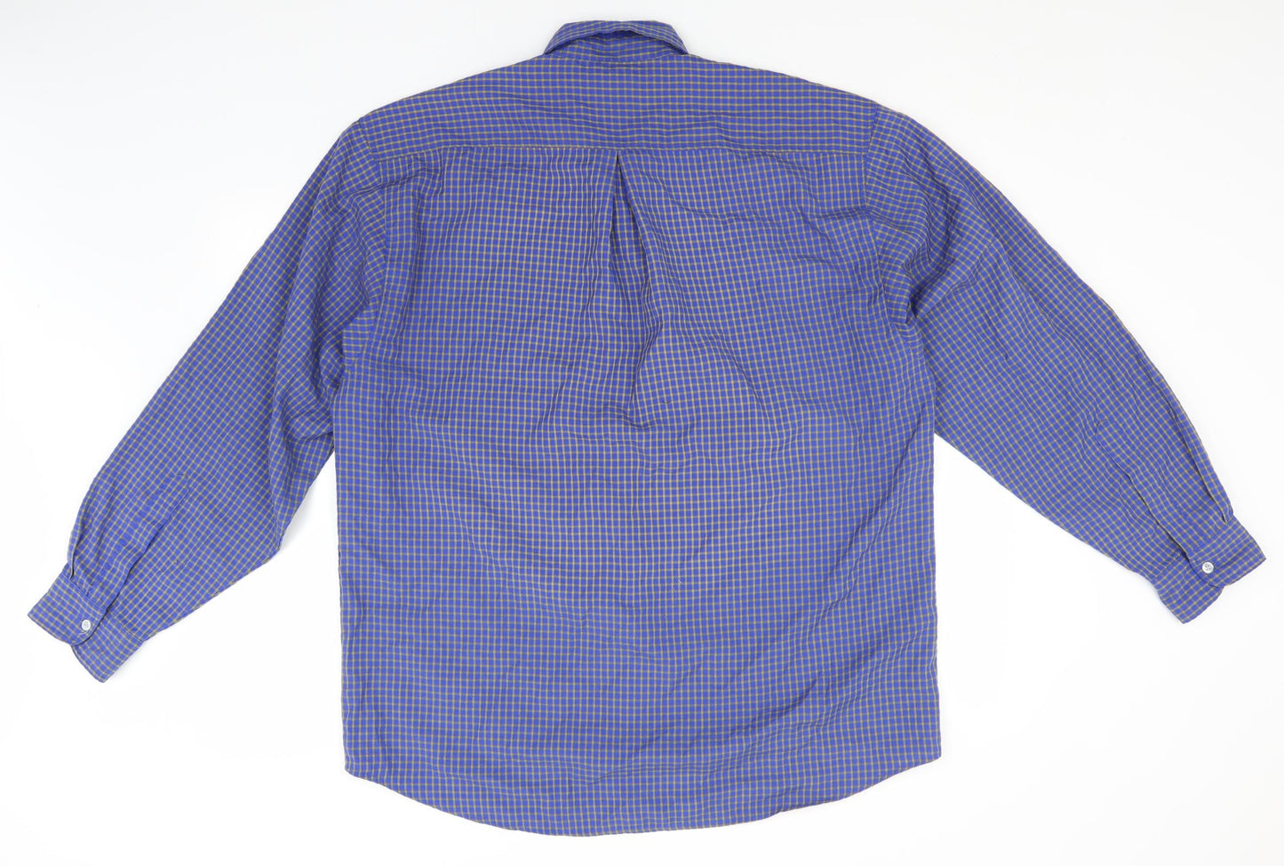 Burton Mens Blue Check Polyester  Button-Up Size L Collared
