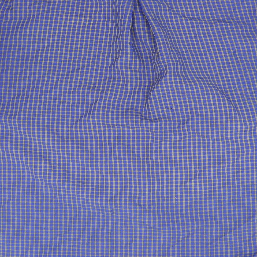 Burton Mens Blue Check Polyester  Button-Up Size L Collared