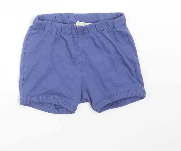 United Colors of Benetton Boys Blue Cotton Cropped Trousers Size 6-9 Months - SHARK