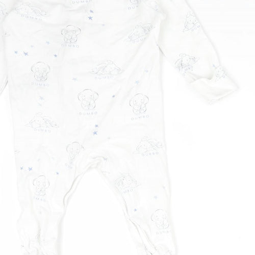 Disney Baby White Animal Print Cotton Babygrow One-Piece Size 6-9 Months   - DUMBO
