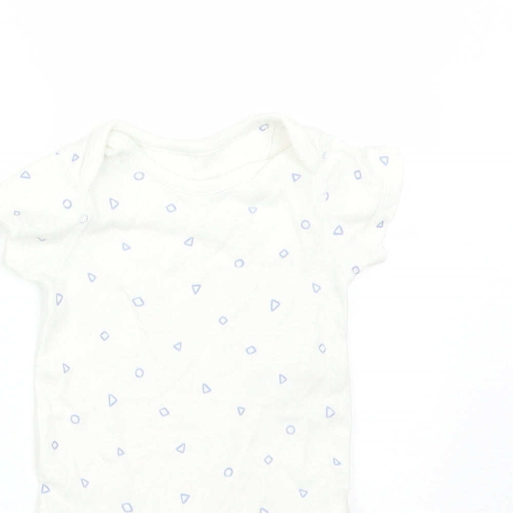 M&S Boys White Geometric Cotton Babygrow One-Piece Size 3-6 Months