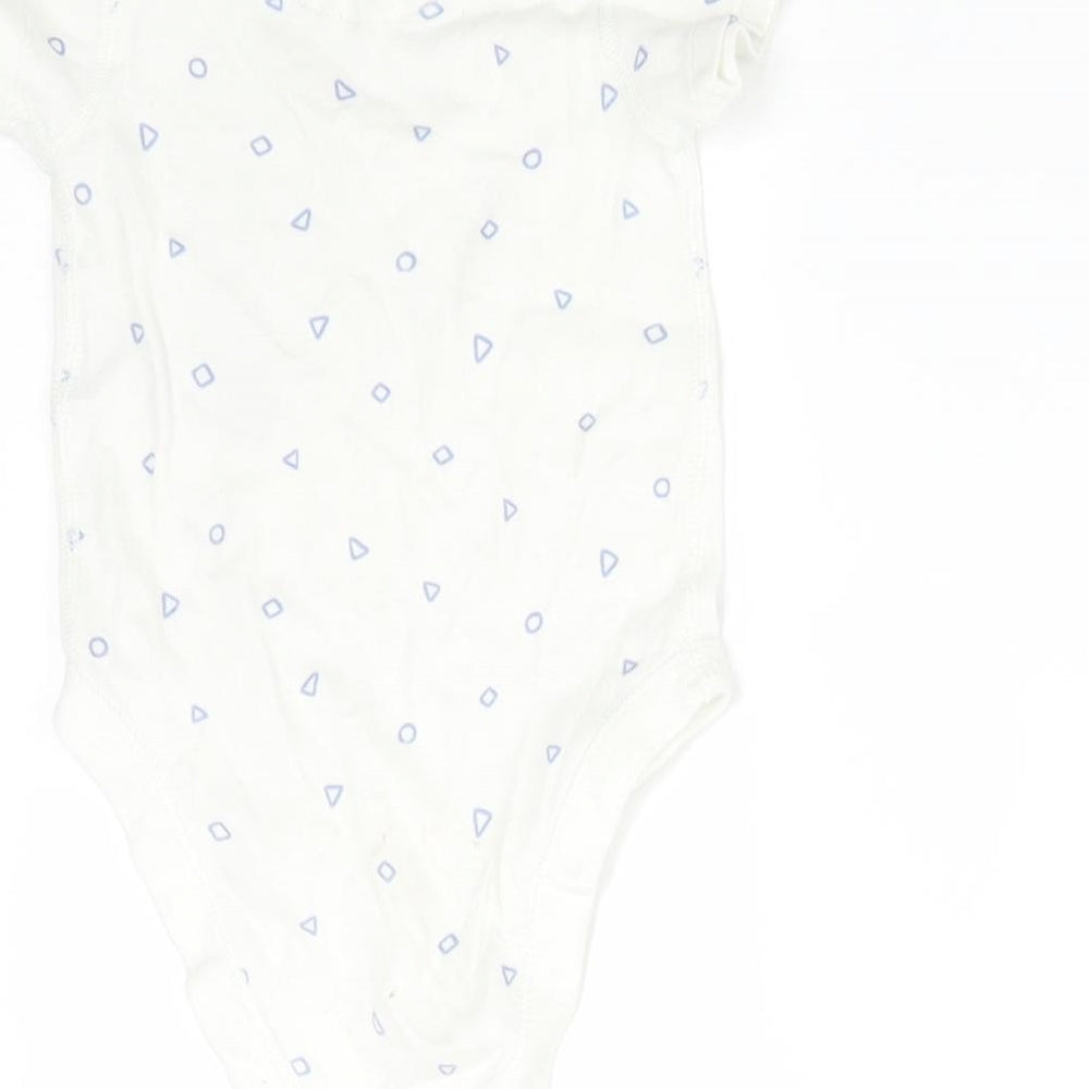 M&S Boys White Geometric Cotton Babygrow One-Piece Size 3-6 Months