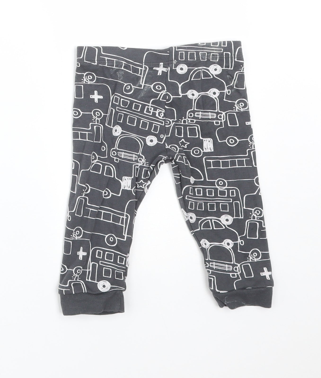 F&F Baby Grey  Cotton  Leggings Size 6-9 Months   - VEHICLES