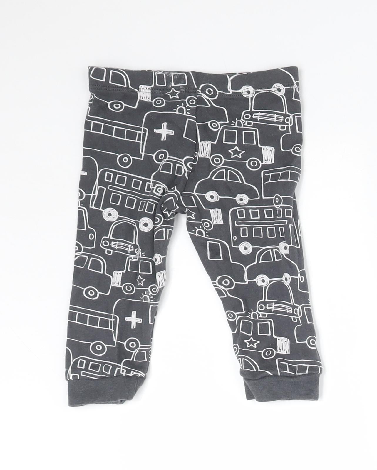 F&F Baby Grey  Cotton  Leggings Size 6-9 Months   - VEHICLES