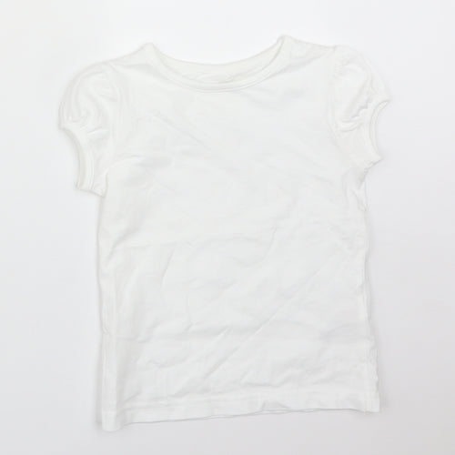 George Girls White  Cotton Basic T-Shirt Size 4-5 Years Round Neck