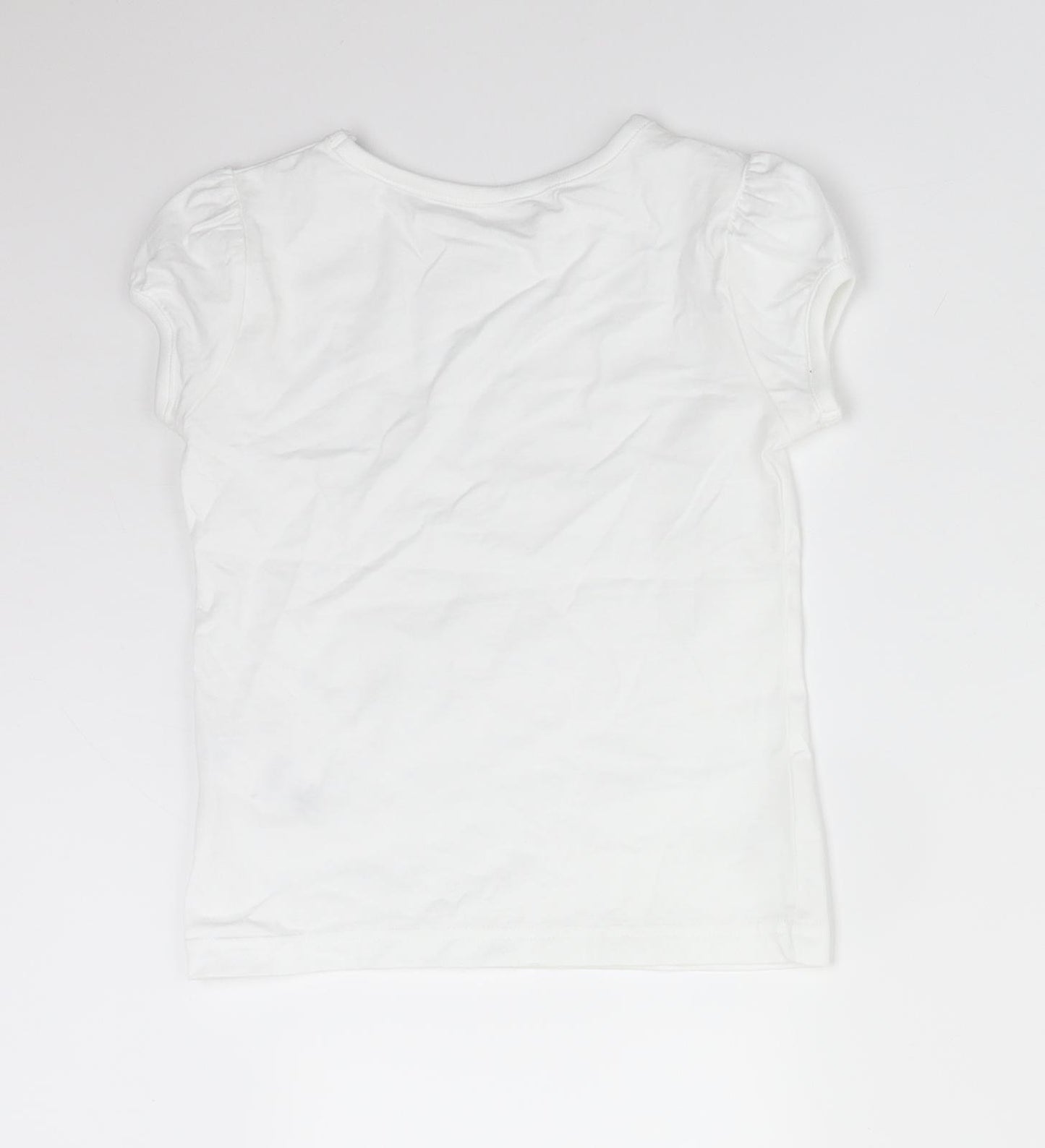 George Girls White  Cotton Basic T-Shirt Size 4-5 Years Round Neck