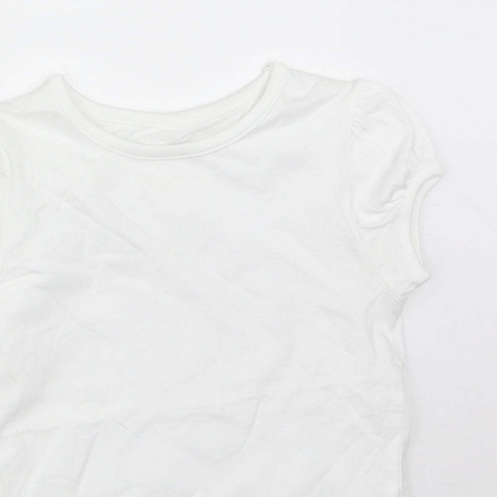 George Girls White  Cotton Basic T-Shirt Size 4-5 Years Round Neck