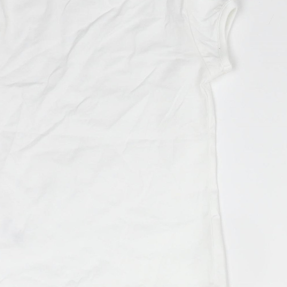 George Girls White  Cotton Basic T-Shirt Size 4-5 Years Round Neck