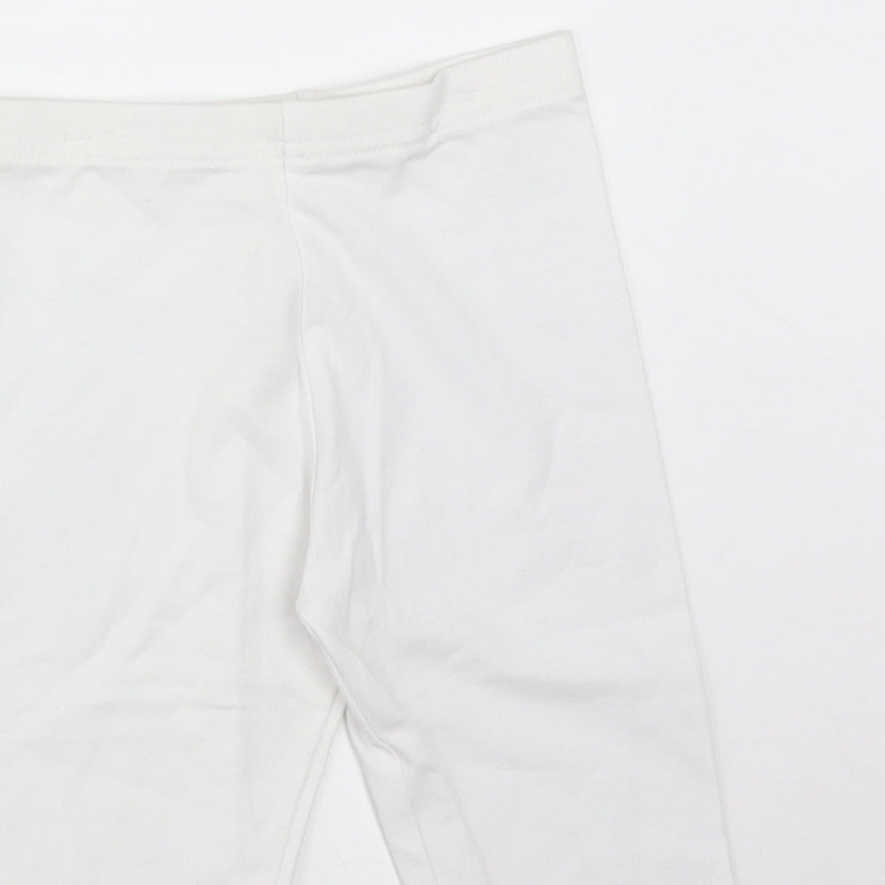 Primark Girls White  Cotton  Trousers Size 4-5 Years  Regular