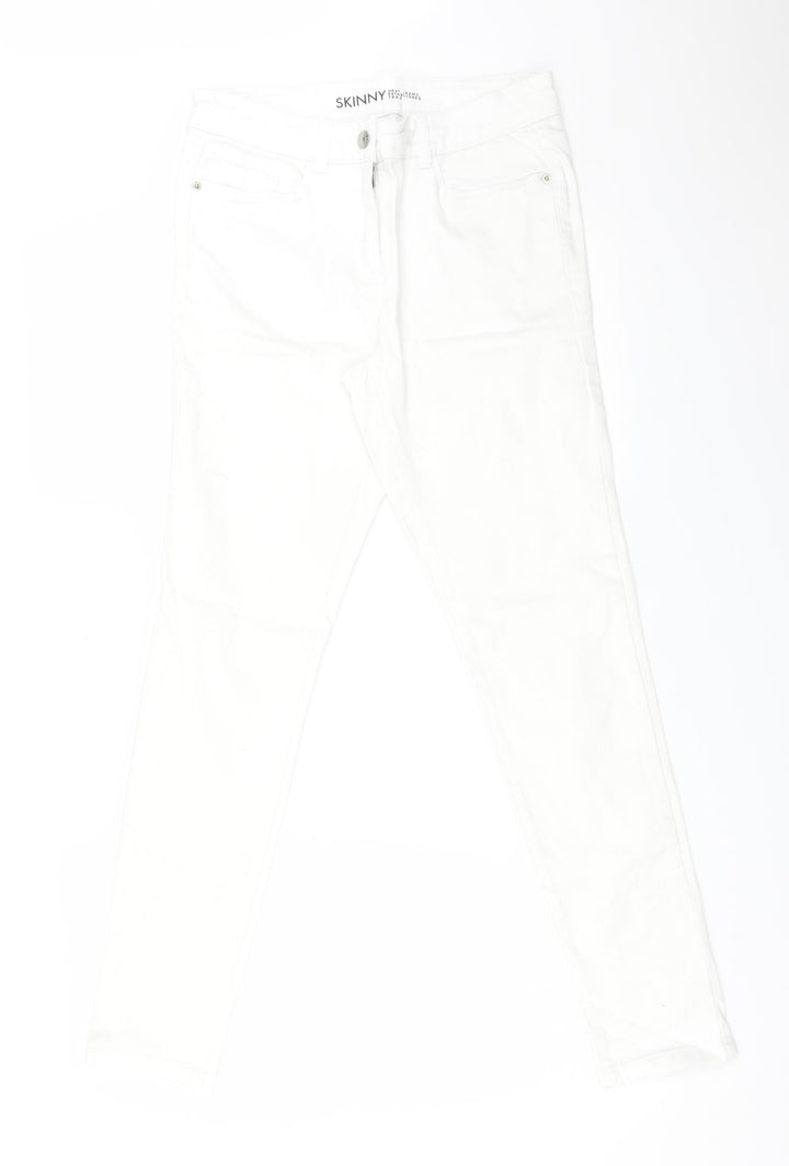 NEXT Womens White  Cotton Skinny Jeans Size 10 L29 in Regular