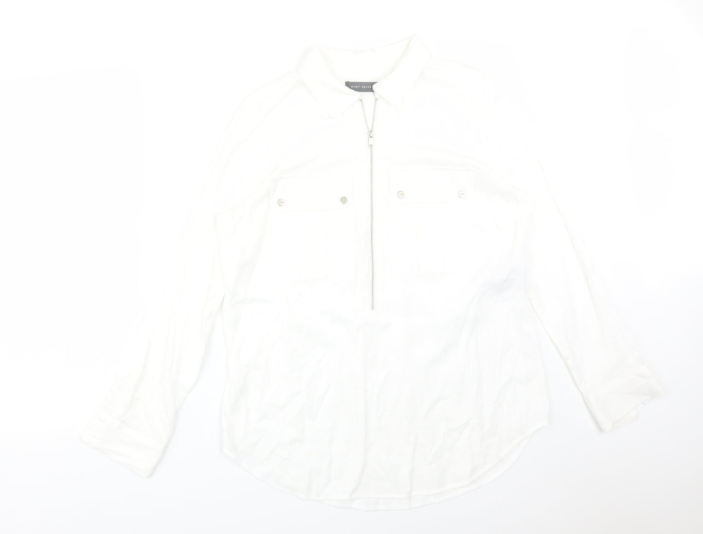 Mint Velvet Womens White  Viscose Basic Blouse Size 12 Collared