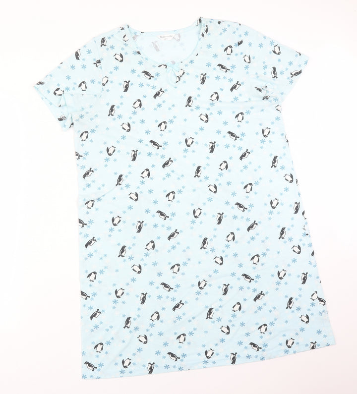 BONMARCHE Womens Blue Animal Print Polyester  Dress Size 14   - PENGUIN SNOWFLAKES
