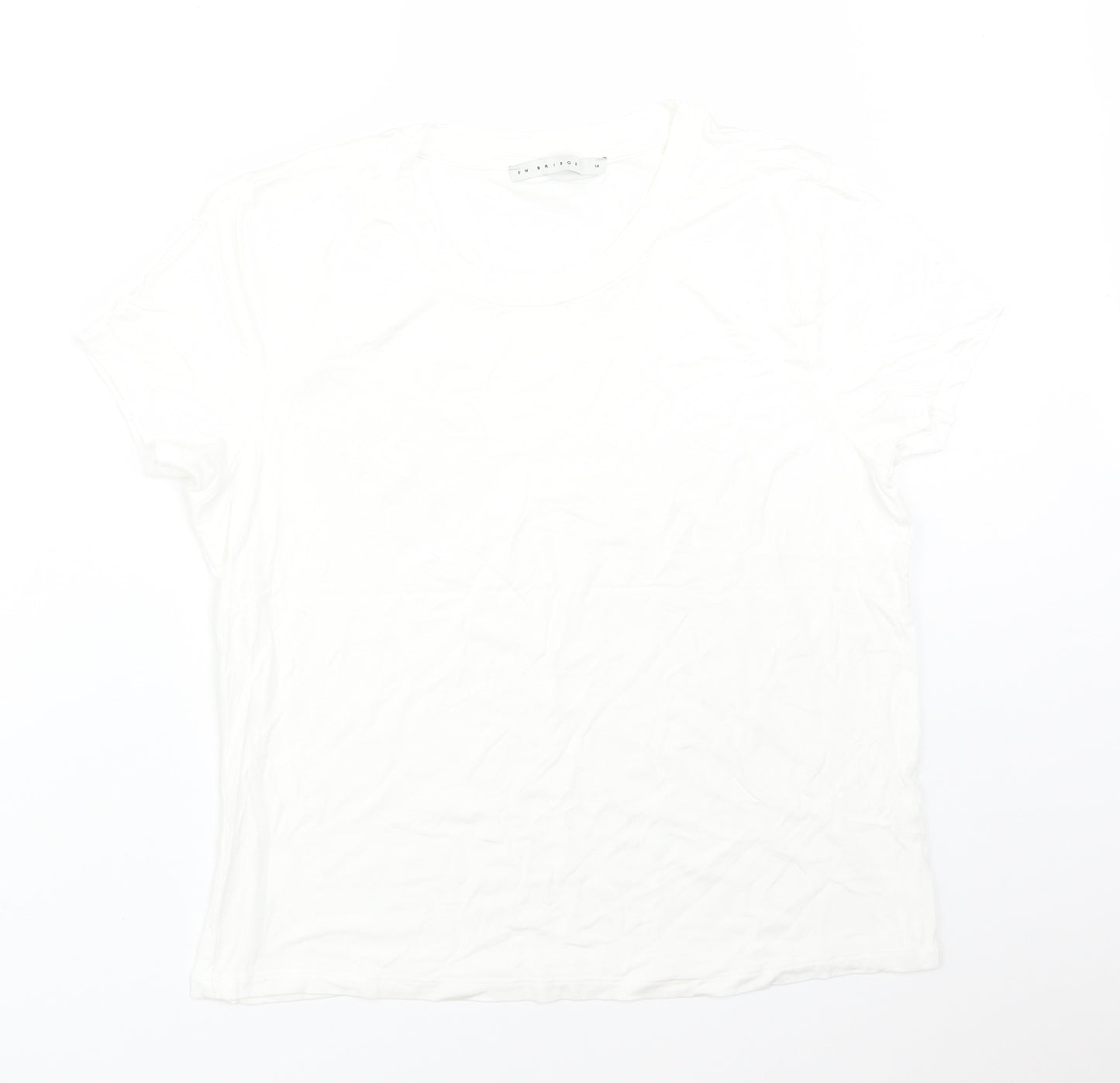 FW BRIDGE Womens White   Basic T-Shirt Size 14 Round Neck