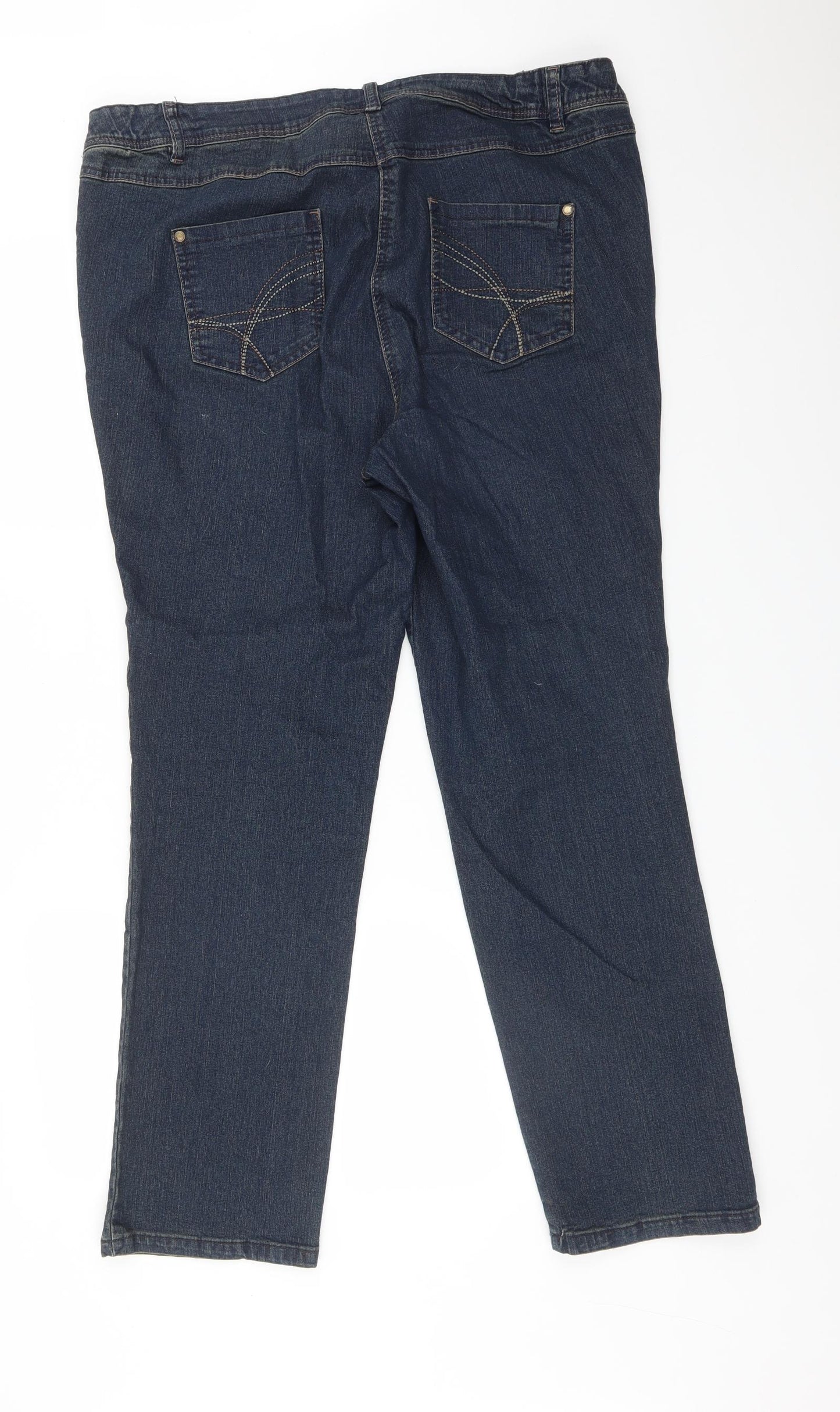M&Co Womens Blue  Cotton Straight Jeans Size 20 L29 in Regular