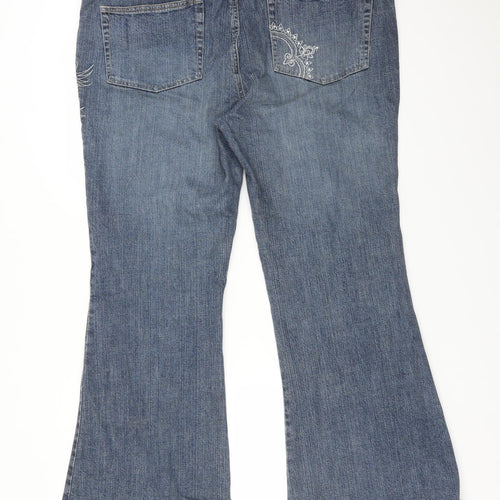 REFLETIONS Womens Blue Floral Cotton Flared Jeans Size 20 L31 in Regular