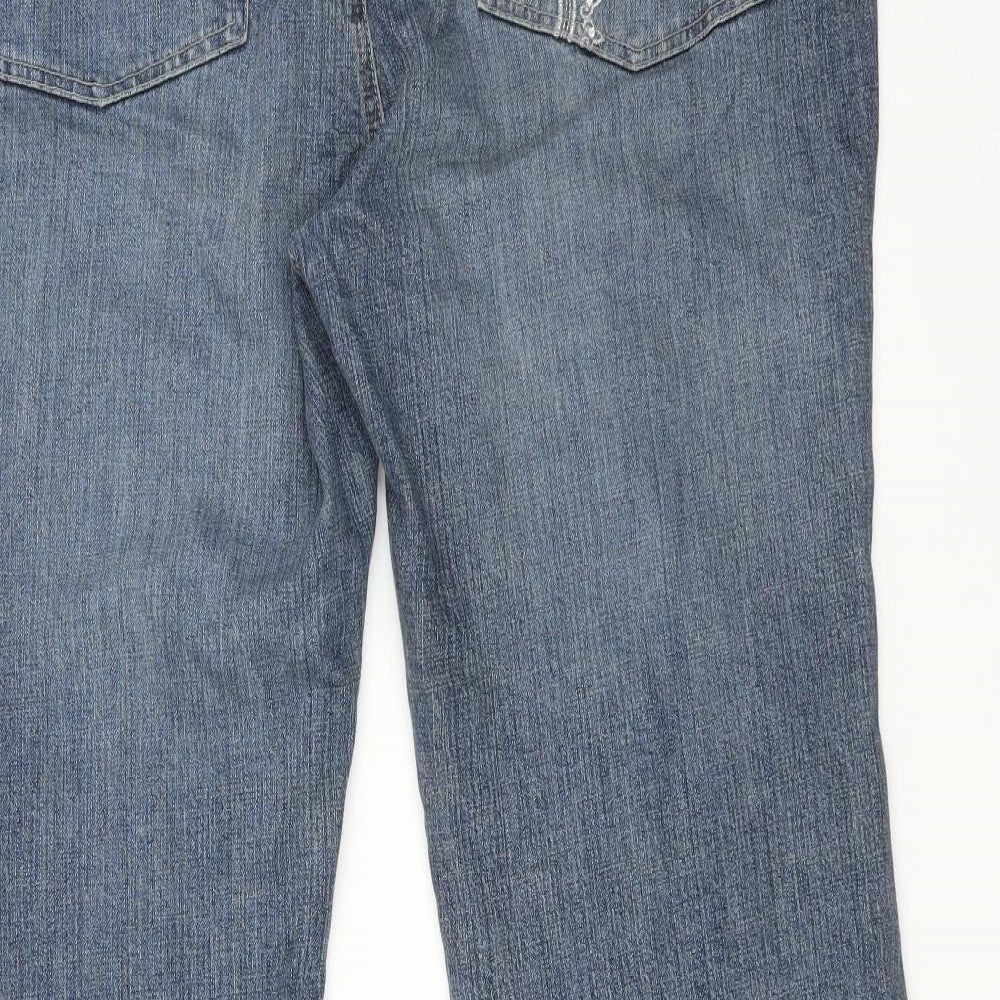 REFLETIONS Womens Blue Floral Cotton Flared Jeans Size 20 L31 in Regular