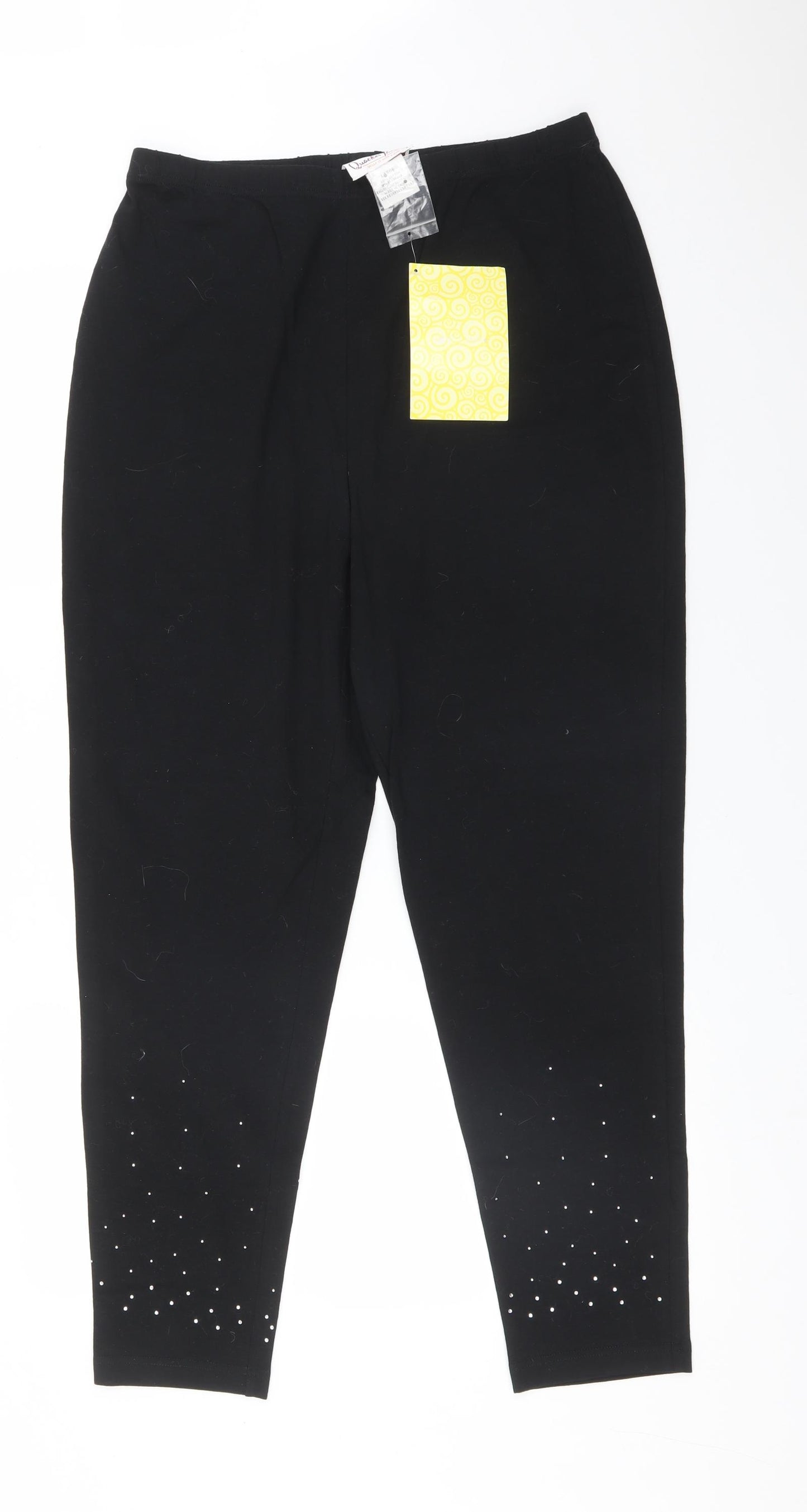 Quacker Factory Womens Black  Cotton  Leggings Size L L28 in