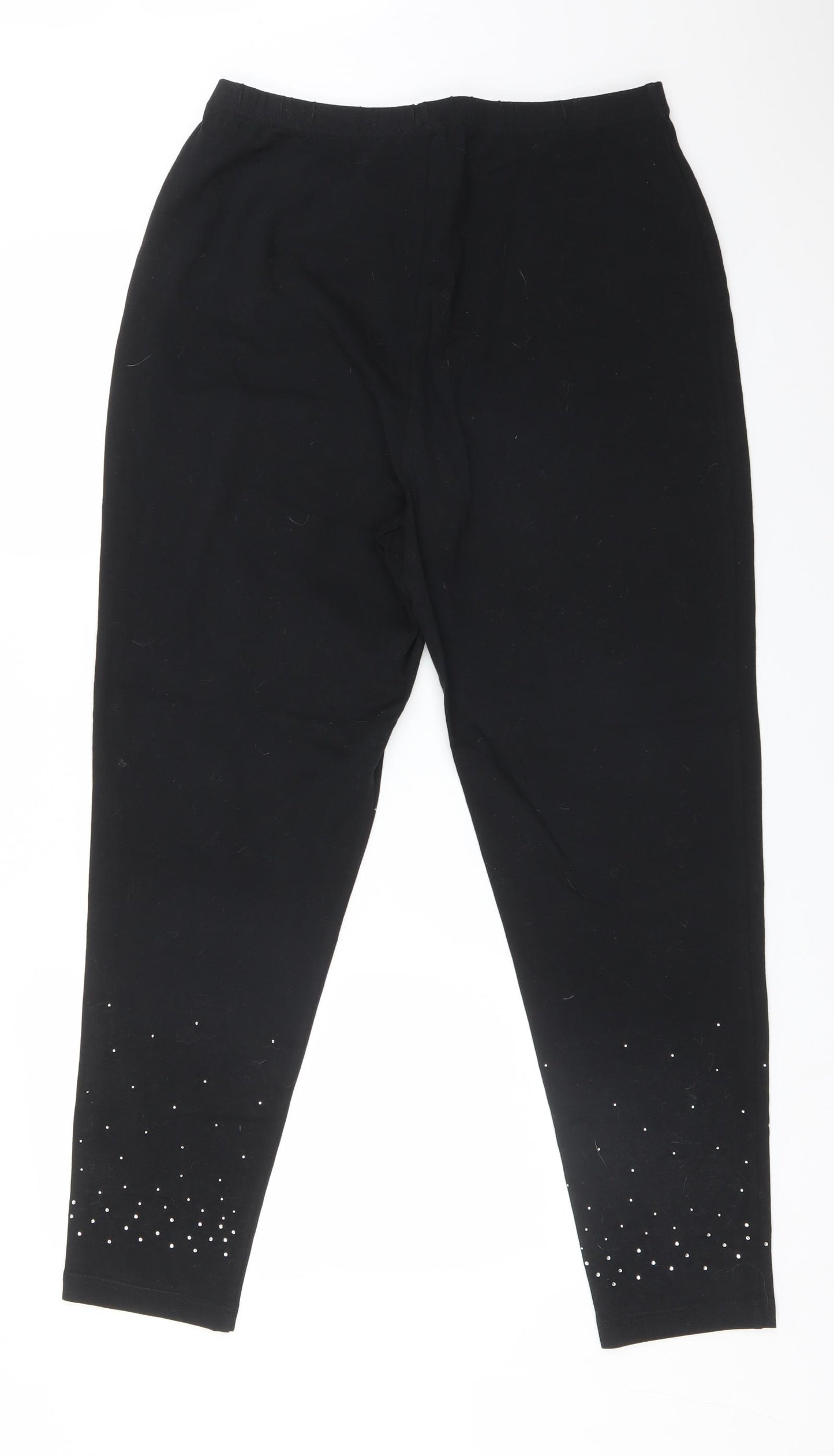 Quacker Factory Womens Black  Cotton  Leggings Size L L28 in