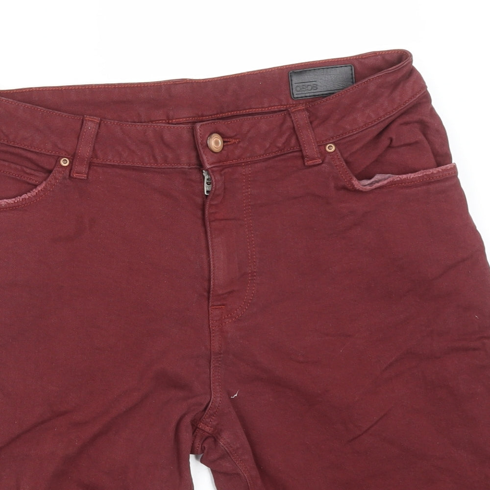 ASOS Mens Red  Cotton  Shorts Size 32 L9 in Regular