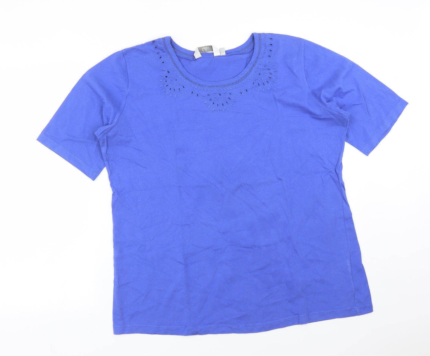 ISLE Womens Purple  Cotton Basic T-Shirt Size XL Round Neck