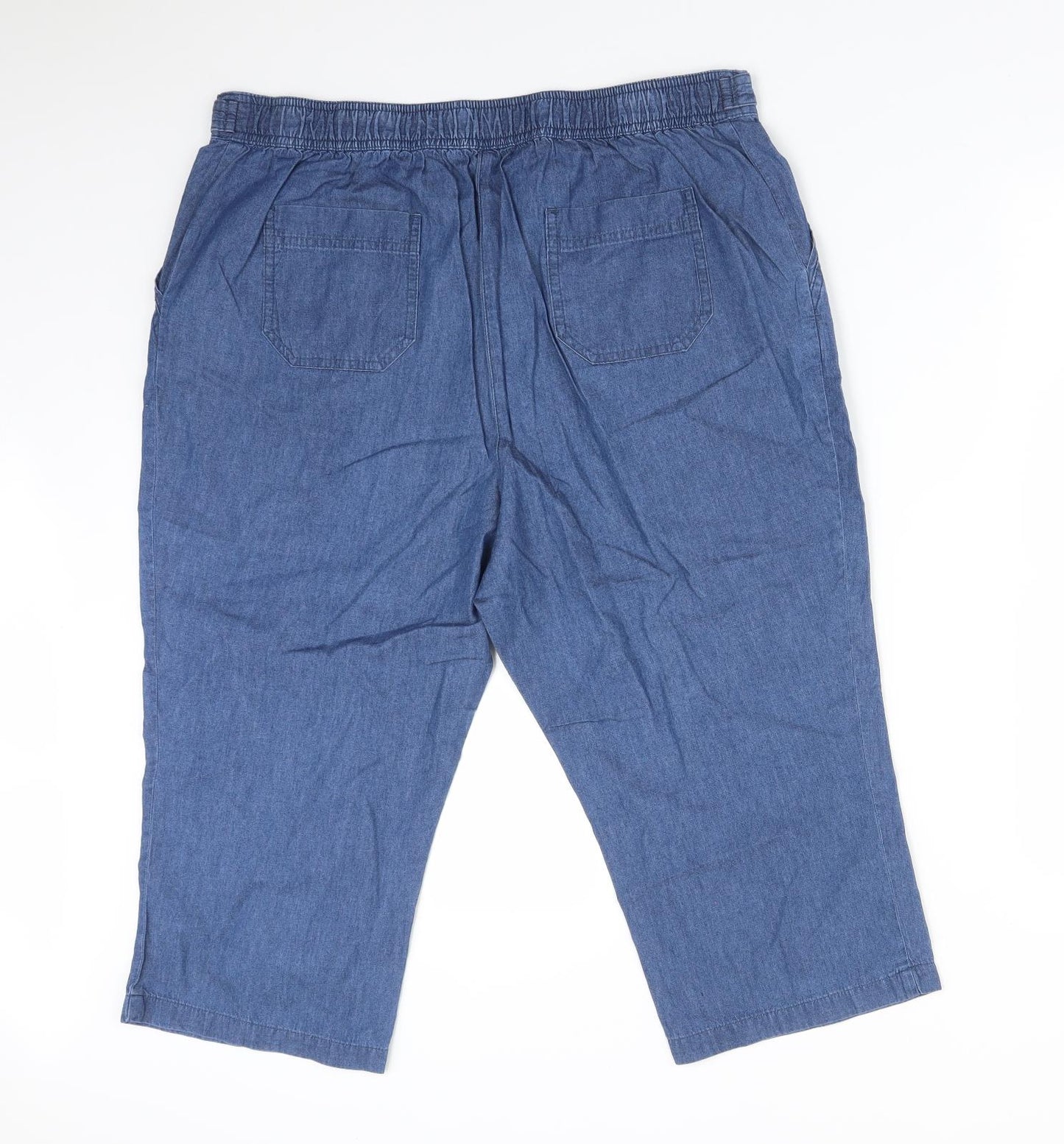 M&S Womens Blue  Cotton  Trousers Size 16  Regular