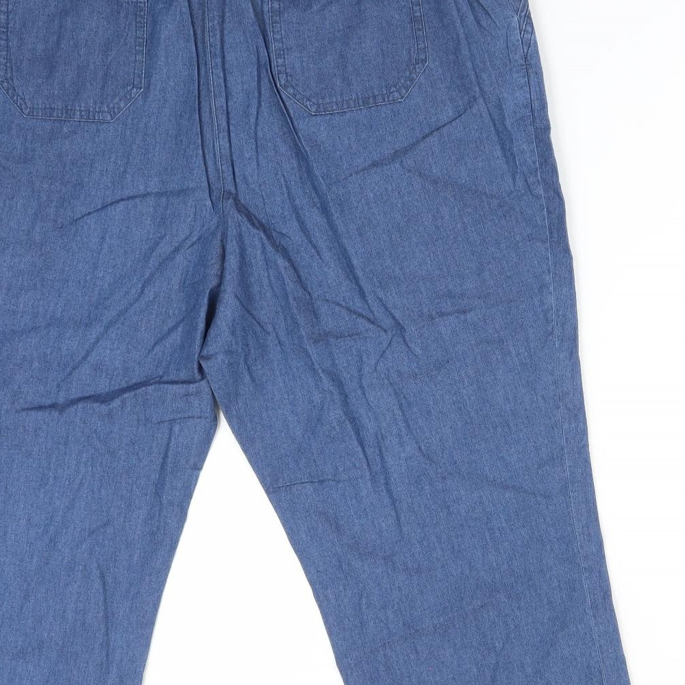 M&S Womens Blue  Cotton  Trousers Size 16  Regular