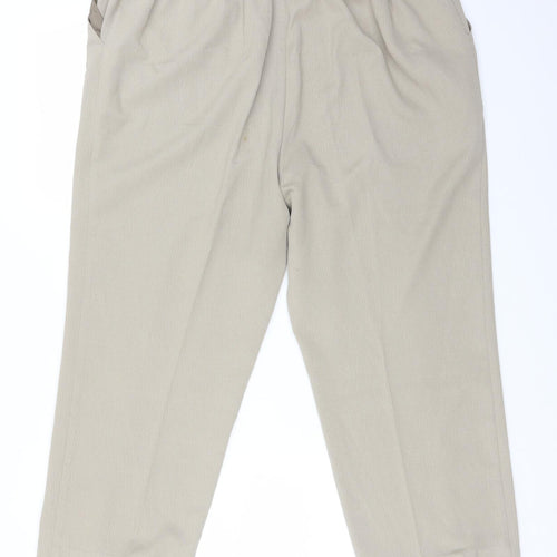 M&S Womens Beige  Polyester Trousers  Size 16 L24 in Regular