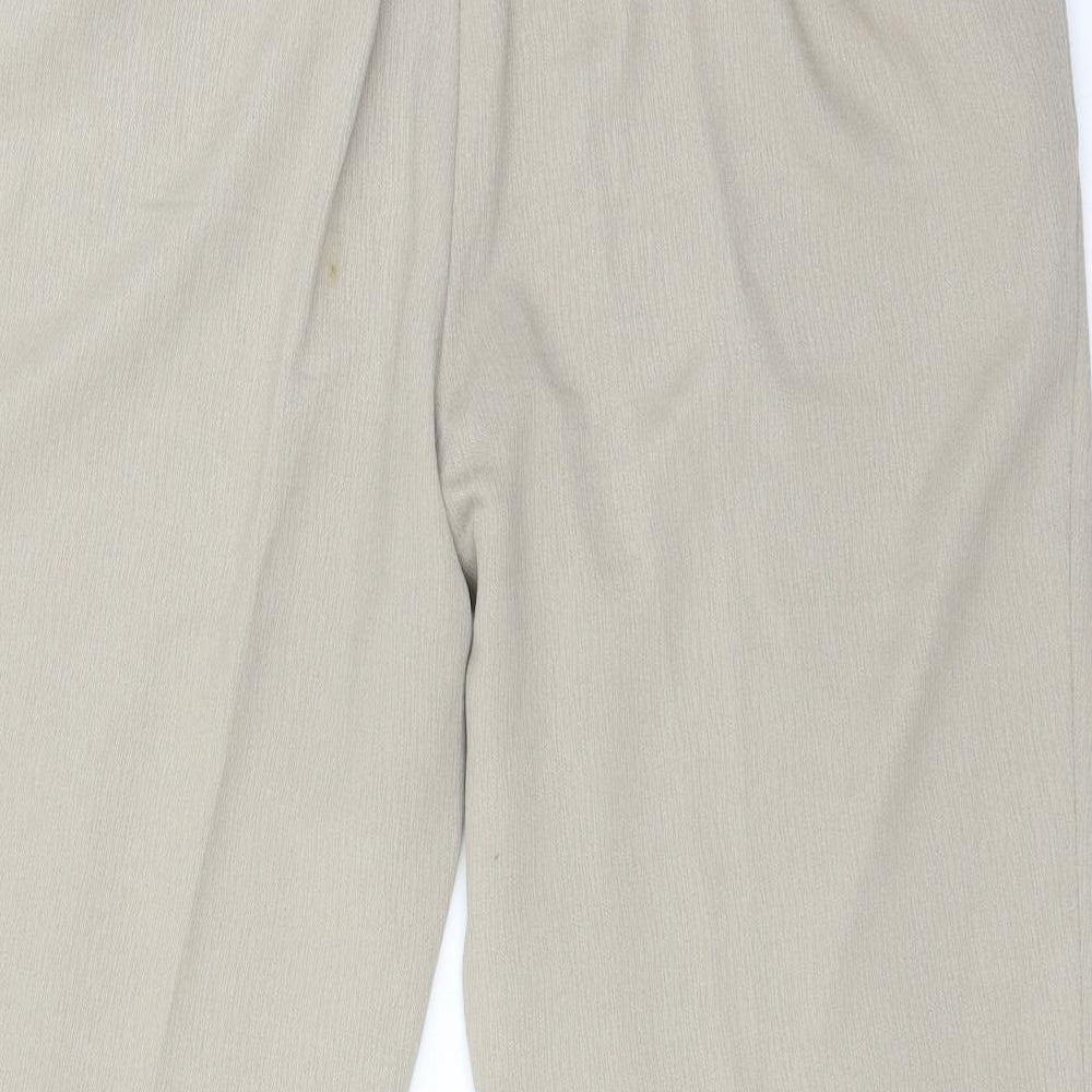 M&S Womens Beige  Polyester Trousers  Size 16 L24 in Regular