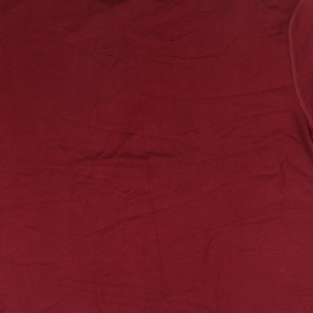 M&S Womens Red  Viscose Basic T-Shirt Size L Round Neck