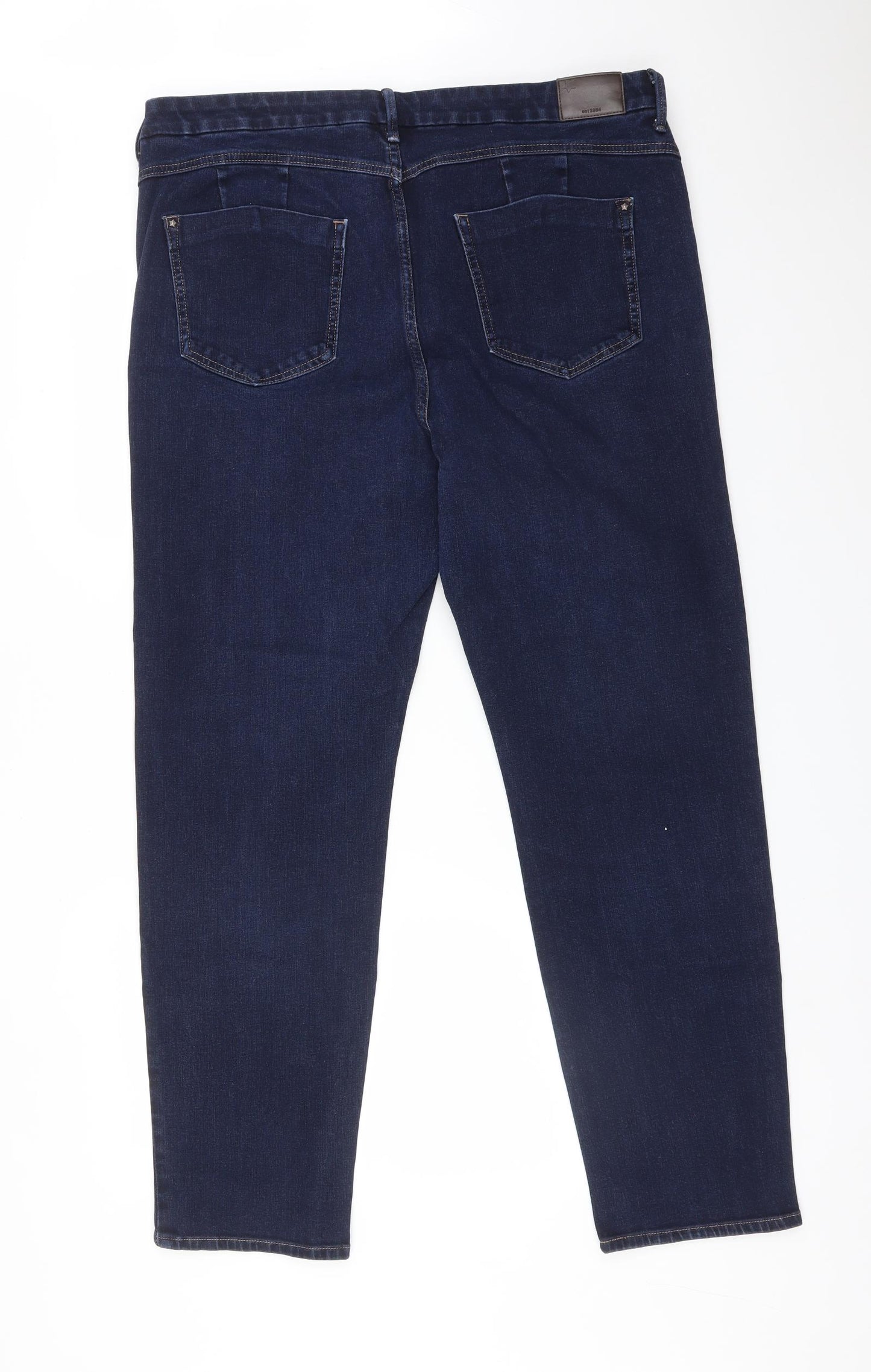 M&S Womens Blue  Cotton Straight Jeans Size 20 L30 in Regular